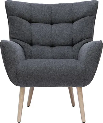 Produktbild von Miliboo - Sessel im dunkelgrauen Samtdesign beige Holzfüße AVERY