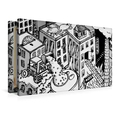 Produktbild von Calvendo Textil-Leinwand 90 cm x 60 cm quer Ein Motiv aus dem Kalender Schwarz Weiße Graffiti Impressionen aus Bielefeld, Schwarzer Kurt; 7383732