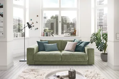 Produktbild von KAWOLA Sofa MADELINE 2-Sitzer Cord olivgrün
