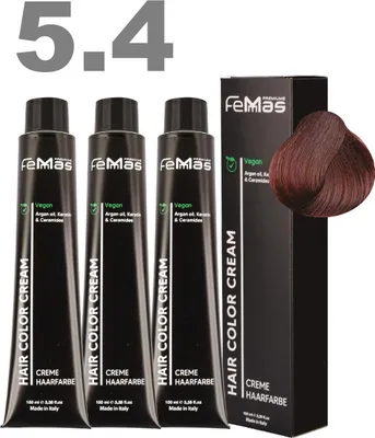 Produktbild von FemMas Haarfarbe mit Arganöl Hellbraun Kupfer 5.4 | 3x100 ml
