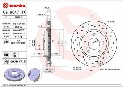 Zdjęcie produktu dla Tarcza hamulcowa BREMBO 09.B647.1X