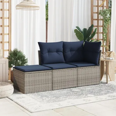 Obrázok produktu pre vidaXL Záhradná stolička s vankúšom sivá 55x55x37 cm Poly ratan