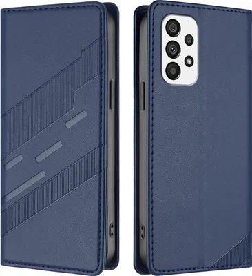 Produktbild von Hülle für Samsung Galaxy A73 5G, Kunstleder Brieftaschen Handyhülle mit Kartenfach und Standfunktion Blau