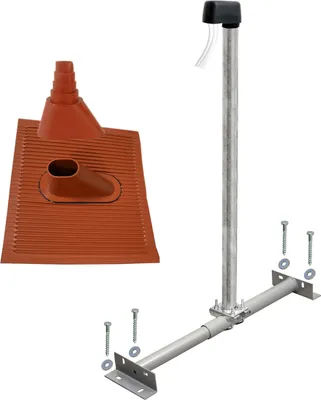 Produktbild von PremiumX BASIC TV SAT Dachsparrenhalter 100cm Mast Alu Antennenziegel Set rot