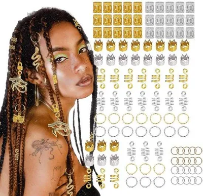 Immagine prodotto di Set di accessori per capelli in alluminio composto da 110 pezzi, anelli metallici e mollette