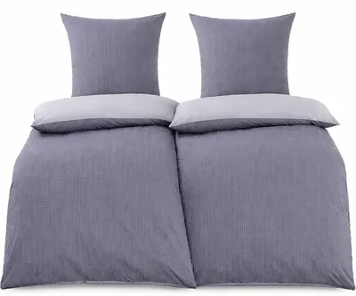 Produktbild von 4-tlg. Baumwoll Seersucker Wende Bettwäsche 2x(135x200 +80x80cm), grau/hellgrau, 100% Baumwolle, bügelfrei