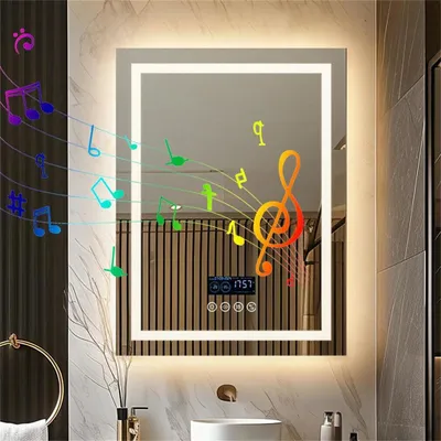 Obrázok produktu pre LED zrkadlo do kúpeľne - Inteligentné zrkadlo - Zrkadlo s podsvietením - Zrkadlo s funkciou proti zamlievaniu - Bluetooth zrkadlo