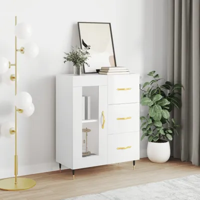 Zdjęcie produktu dla vidaXL Kredens biały wysoki połysk 69,5x34x90 cm materiał drewnopochodny
