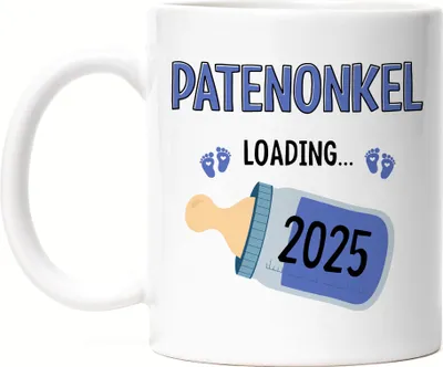 Produktbild von Patenonkel Loading 2025 Tasse Weiß Geschenk Werdende Patenonkel Babynews mit Ladebalken Schwangerschaft Geschenkidee