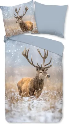 Produktbild von JACK Flanell Bettwäsche 2 tlg. 135x200cm Hirsch Schneezauber Feld Schneeflocke