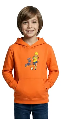 Produktbild von Spreadshirt Teufelskicker Auf Ins Spiel Kinder Hoodie, XS (3/4 years), Orange