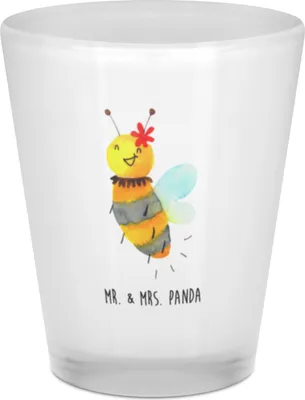 Produktbild von Mr. & Mrs. Panda Schnapsglas Biene Blume - Transparent - Geschenk, Digestifglas, Stamperl, Likörglas, Shot Glas, Pinnchen