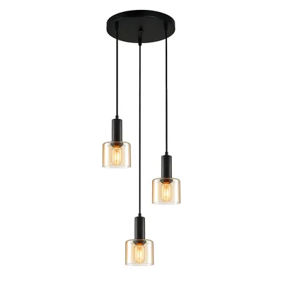 Zdjęcie produktu dla Żyrandol Italux Santia nowoczesny czarny PND-65342-3A-BK+AMB