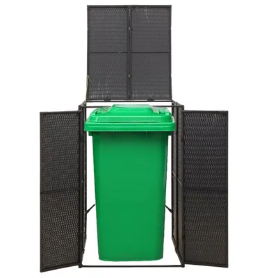 Produktbild von vidaXL Mülltonnenbox für 1 Tonne Schwarz 70x80x117 cm Poly Rattan