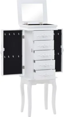 Image de vidaXL Vitrine à bijoux sur pied blanche