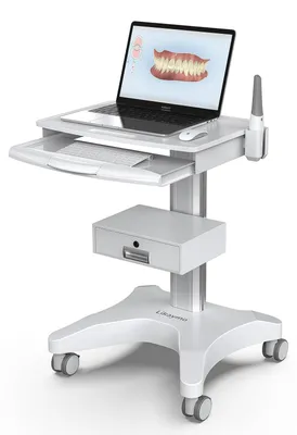 Image de Chariot médical laptop tables de soins dentaire clinique - 22 x 22 x 50 inch - Aluminium - Avec roulettes
