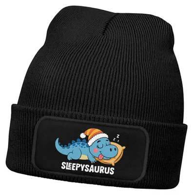 Produktbild von Wintermütze Mädchen Dinosuarier Design Spruch Sleepysaurus Aufdruck Print Strickmütze Kinder Beanie MoonWorks®