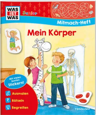 Obrázok produktu pre WAS IST WAS Junior Mitmach-Heft Mein Körper / Mit bunten Stickern und abwechslungsreichen Rätseln / Malen, Ausmalen, Stickern & Rätseln für Kinder ab