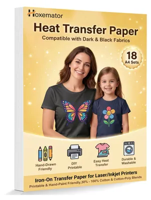 Transferpapier für dunkle Textilien, 18 Blatt, Inkjet/Laser