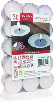 Produktbild von INNA-Glas Teelichter KENNY, 30 Stück, weiß, 2,2 cm, Ø3,9 cm, 8h - Teelicht Kerzen
