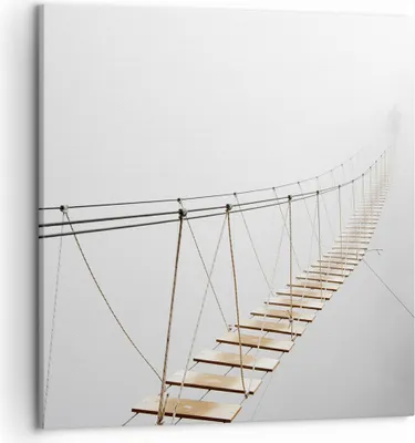 Produktbild von Bild auf Leinwand - Leinwandbild - Einteilig - Brücke ausgesetzt Nebel - 50x50cm - Wand Bild - Wanddeko - Wandbilder - Leinwanddruck - Bilder - Wanddekoration - Leinwand bilder - AC50x50-5018
