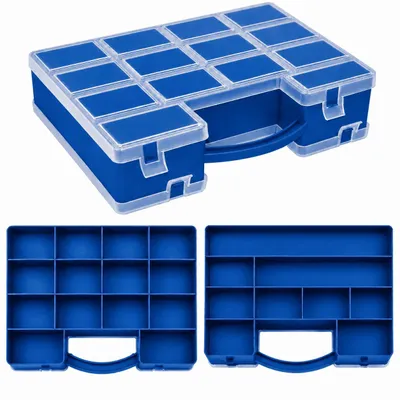 Produktbild von Sortimentskasten Kleinteilemagazin Organizer Sortimentsbox Sortierbox Blau