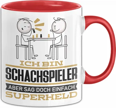 Produktbild von Schachspieler Geschenk Tasse Ich Bin Schachspieler Aber Sag Doch Einfach Superheld Lustige Geschenkdiee für Schachspieler Kaffee-Becher (Rot)