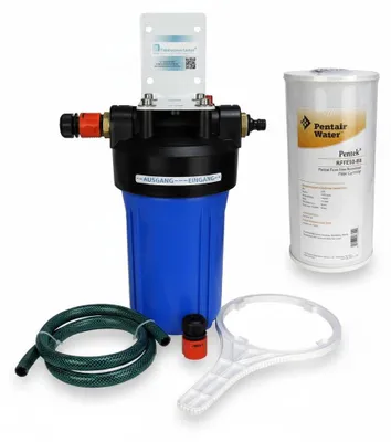 Produktbild von Gehäuse 10' BigBlue mit Schnellkupplungen für Gartenschlauch Brunnenwasser + Pentair RFFE10-BB Eisenfilter