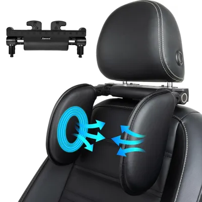 Produktbild von Kopfstütze Auto mit Gedächtnisschaum, einziehbar, abnehmbar, für Kinder und Erwachsene, Schwarz A10 PU