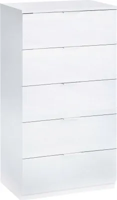 Produktbild von Kommode mit Schubladen Mesquite, Wöchentlich mit 5 Schubladen, Kommode für Schlafzimmer, Moderne wöchentlich, 60x40h110 cm, Weiß
