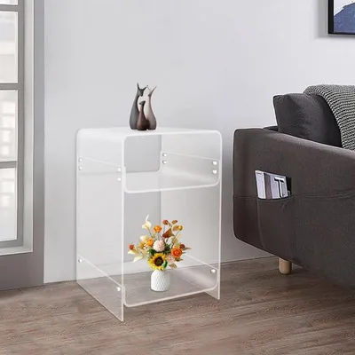 Produktbild von Beistelltisch aus transparentem Acryl – 3 Ebenen – modern und platzsparend für Wohnzimmer und Schlafzimmer