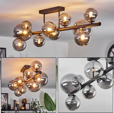 Produktbild von Isorella Deckenlampe aus Metall/Glas in Schwarz/Rauchfarben