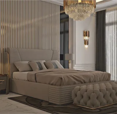 Produktbild von Casa Padrino Luxus Doppelbett Grau / Gold - Hotel & Schlafzimmer Interior