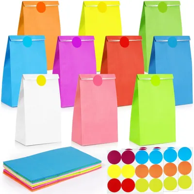 Productafbeelding van 30 Stuks Cadeauzakjes van Papier voor Feesten en Verjaardagen met 36 Stickers