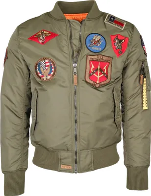 Produktbild von Top Gun Bomberjacke im Pilotenstil mit Patches TG20191053 Herren olive XXL
