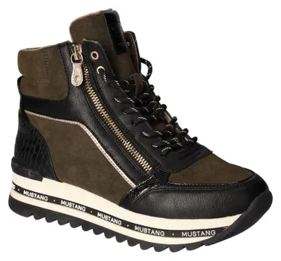 Produktbild von MUSTANG Damen Stiefelette Schnürboots Plateau Reißverschluss 1364-504, Größe:39