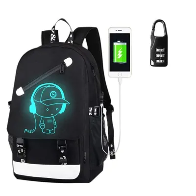 Produktbild von USB školní batoh Školní batoh Sportovní batoh Batoh pro volný čas Batoh na den Batoh se zámkem pro dívky Chlapci a děti Ženy Muži Teenageři (černá)
