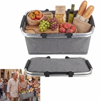 Produktbild von Faltbare Einkaufstasche 18 Liter - Kühltasche - Tragetasche - Picknicktasche - Thermotasche - Grau
