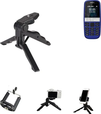 Produktbild von K-S-Trade Stativ Tisch-Ständer Dreibein Handy-Stativ Ständer kompatibel mit Nokia 105 (2019) Mini-Stativ Smartphone Tripod Handy-Stativ aus Plastik