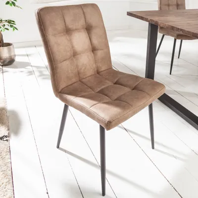 Produktbild von riess-ambiente Retro Design Stuhl MODENA antik taupe Microfaser mit Ziersteppung Esszimmertstuhl Essstuhl