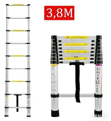 Produktbild von QEENTOE Teleskopleiter Alu 3,8 m, rutschfest, Teleskop-Design, max. 150 kg