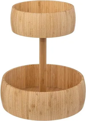 Image de Coupe à fruits en bambou à 2 étages - Coupe à fruits élégante et durable