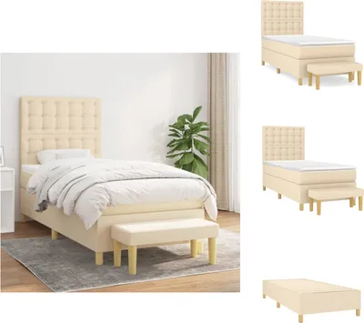 Produktbild von vidaXL Boxspringbett mit Matratze Creme 90x200 cm Stoff -  Betten & Bettgestelle