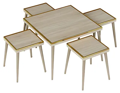 Immagine prodotto di Elegantes Wohnzimmer-Set in Beigem Holz und Edelstahl