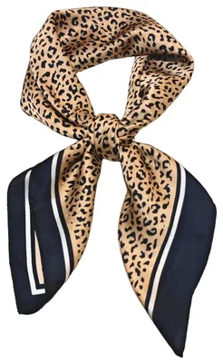 Obrázok produktu pre Dámský štvorcový šál, polyester, vzhľad hodviny, 70 x 70 cm, hnedý, čierny, vzor mini leopard