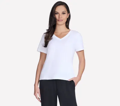 Produktbild von Skechers Damen T-Shirt V-Ausschnitt Weiß Größe M