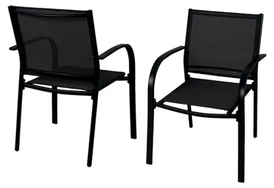 Produktbild von 2er Set Gartenstühle, stapelbare Stühle mit Armlehnen und Rückenlehne, für Balkon und Garten, Tragfähigkeit 150 kg