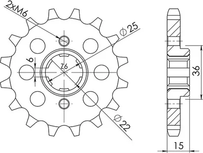 Immagine prodotto di Pignone Passo 525 - Z 15 Denti (Dis.20512)