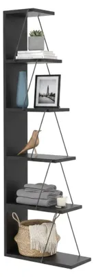 Produktbild von Bücherregal Dpallanc, Büroregal, Mobiler Buchhalter, Bücherbrett, 50x22h150 cm, Anthrazit und Schwarz