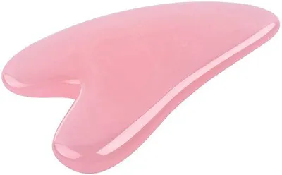 Produktbild von Gua Sha Massageinstrument aus Rosenkiesel - Gesichts- und Körpermassage - Akupressur - Lymphdrainage - Verbessert Blutzirkulation